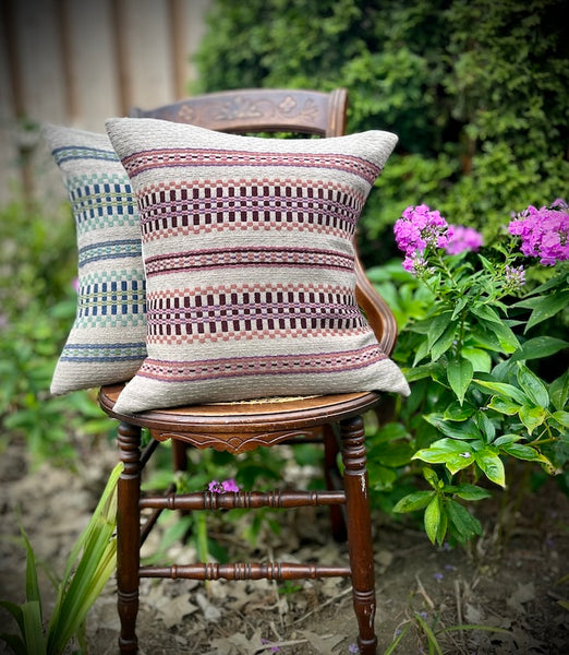 Color-block Woven Pillow Covers in June Cashmere yarn