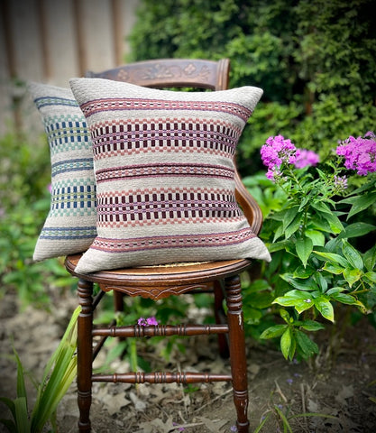 Color-block Woven Pillow Covers in June Cashmere yarn